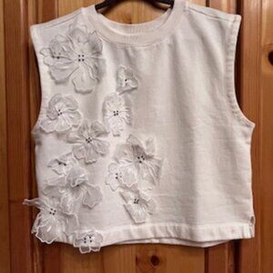 Anthropologie Floral Applique Sleeveless Top